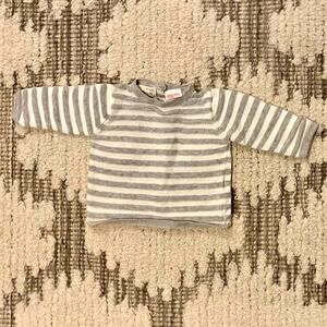 Zara Baby Striped Grey & White Sweater with Button Down Back - 1/3 Mo